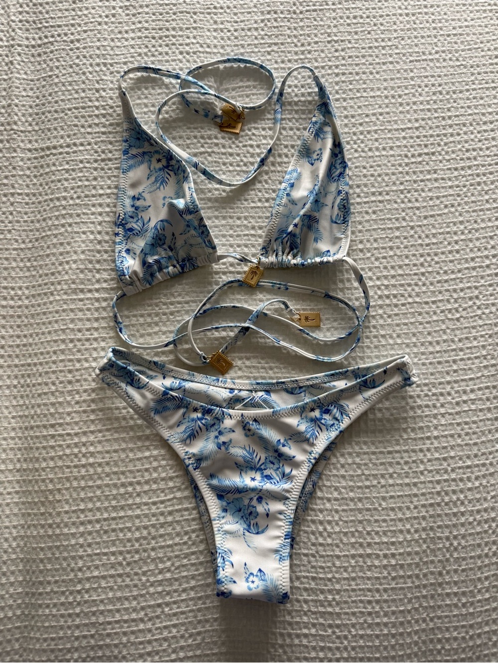 Kulani Kinis Blue & White Floral String Bikini